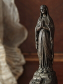 アンティークベニチエ　聖水盤　マリア像　ルルドの聖母　フランス