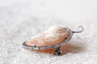 ITALY SILVER900 シェルカメオ ローズ ブローチ ペンダント 薔薇 シェルカメオペンダントブローチ ローズ薔薇 アンティーク