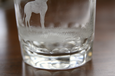 アンティークロックグラス　イギリス　キリン　ゾウ　ライオン　動物