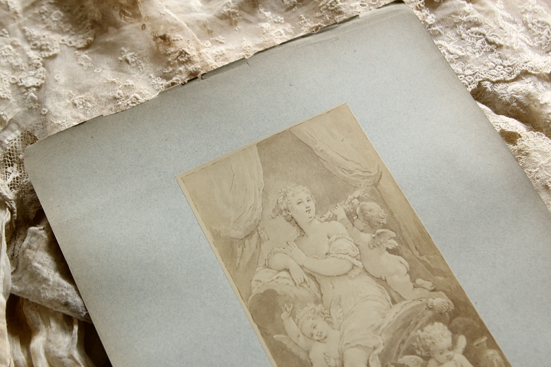 アンティークプリントプレート　挿絵画家　L.Penet　天使　妖精　フランス