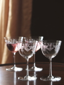 アンティーククリスタルグラス　リキュールグラス　薔薇のガーランド　フランス