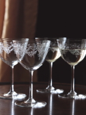 アンティーククリスタルグラス　ワイングラス　薔薇　ガーランド