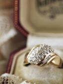 ヴィンテージダイヤモンドパヴェリング指輪　バゲットカット　アンティークジュエリー　イギリス