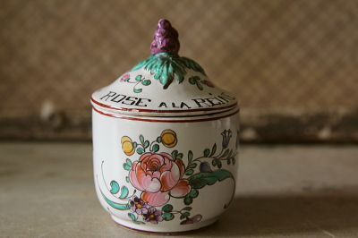 アンティークキャニスター 陶器ポット フランス バラ 【Antiques