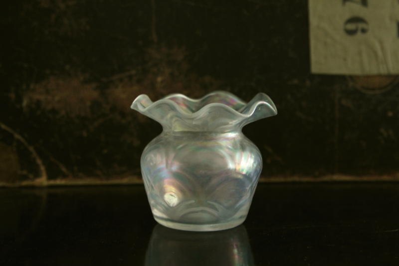 アンティークラスターガラスフラワーベース　チェコ　ボヘミアガラス　アールヌーボー
