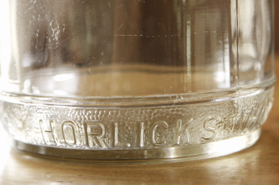 アンティークガラスジャー　イギリス　ホーリックス　HORLICKS 　ガラス瓶