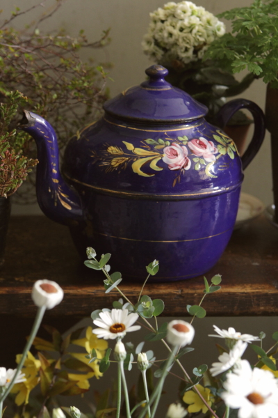 フランスアンティーク ホーロー ティーポット フランスホーロー製格子