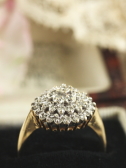 ヴィンテージダイヤモンドクラスターリング指輪　アンティークジュエリー　アクセサリー　イギリス