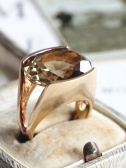 ヴィンテージスモーキークオーツリング指輪　ソリテール　アンティークジュエリー　アクセサリー　イギリス　20200903