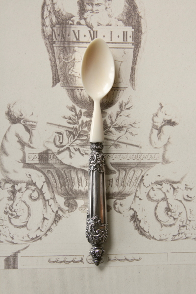 アンティークシルバーベビースプーン アイボリー象牙 フランス