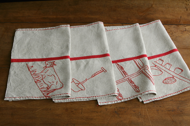 アンティークリネンマット フランス 手刺繍 ランチョンマット