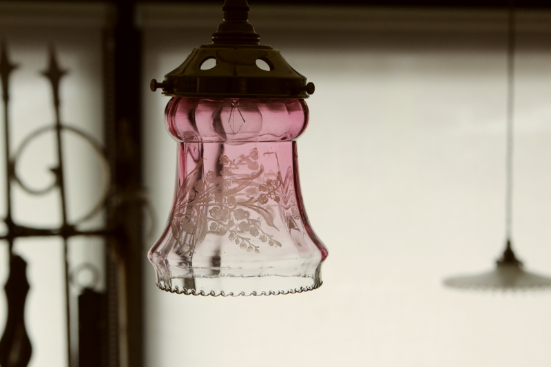 19世紀イギリスアンティーク ガラスランプシェード ヴィクトリア