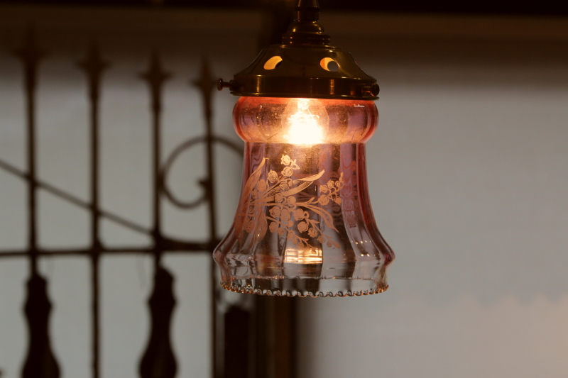 19世紀イギリスアンティーク ガラスランプシェード ヴィクトリア