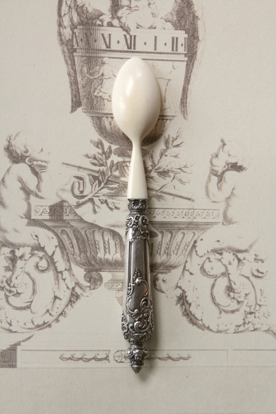 アンティークシルバーベビースプーン アイボリー象牙 フランス