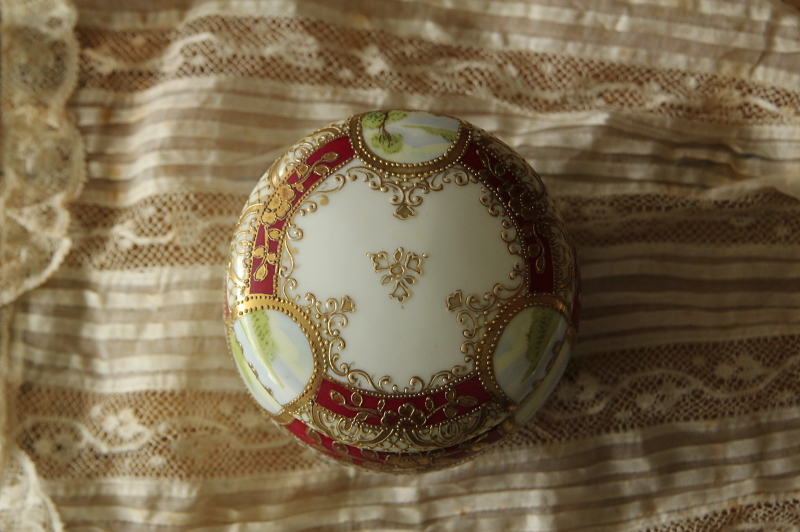 アンティークノリタケ ボンボニエール 盛金 蓋物 20180713 【Antiques