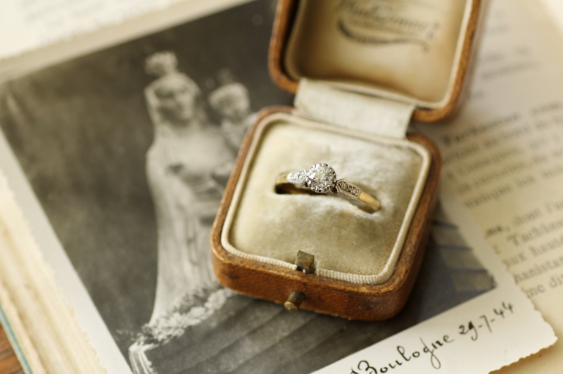 ヴィンテージダイヤモンドリング アンティークエンゲージリング ウェディング 婚約指輪 ソリテールリング プラチナ 18ゴールド イギリス