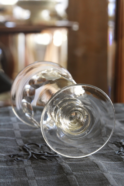 アンティークワイングラス　カットガラス　フランス