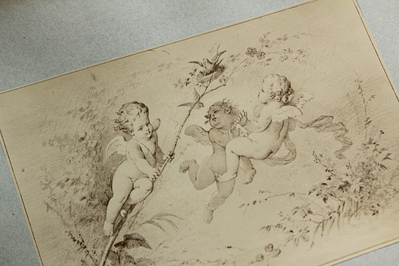 アンティークプリントプレート　挿絵画家　L.Penet　天使　妖精　フランス
