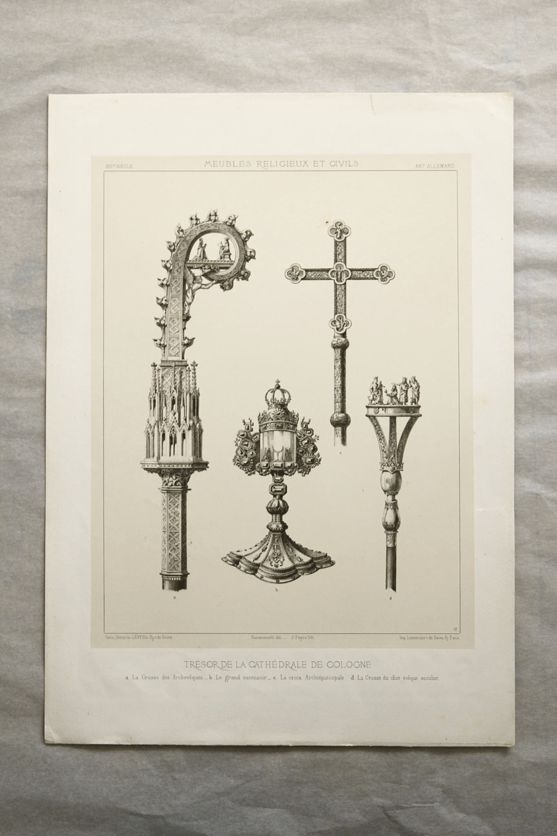 アンティークリトグラフプリント　19世紀フランス家具　カトリック　ルイ13世　ルイ14世　ルイ15世　ルイ16世　MEBLES RELIGIEUX ET CIVILS 　アンティーク雑貨