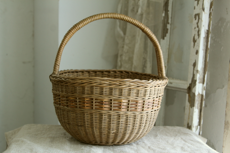 アンティークバスケット イギリス 籐買い物カゴ 【Antiques