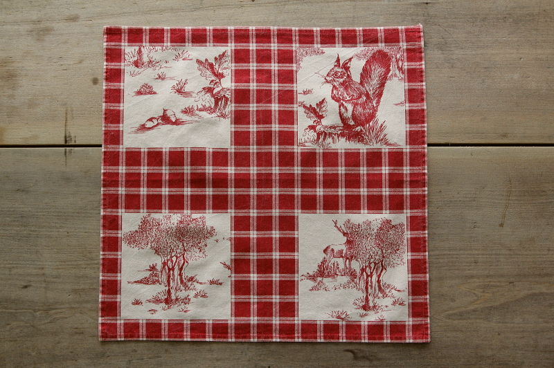 1193 フランス製　テーブルクロス　ナプキンセット　アンティーク　ヴィンテージ アンティークテーブルクロス フランス ナプキン リス チェック