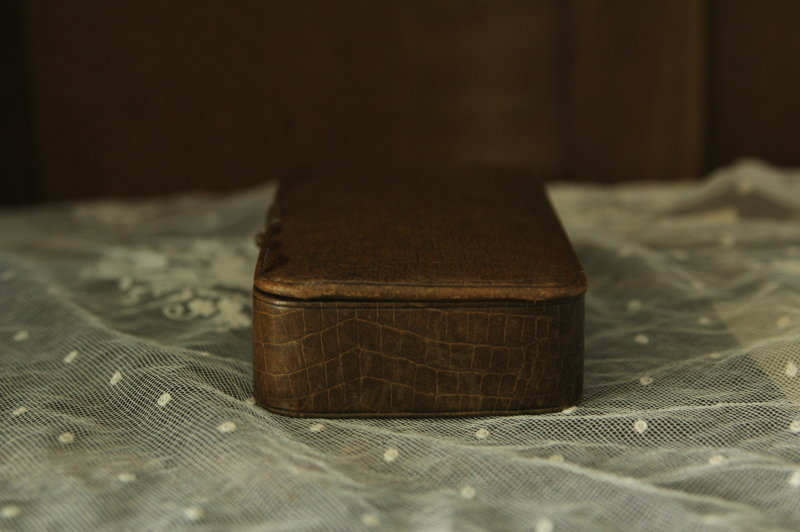 アンティークジュエリーボックス イギリス レザー張り