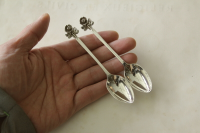 アンティークシルバーティースプーン 薔薇 イギリス 20160428