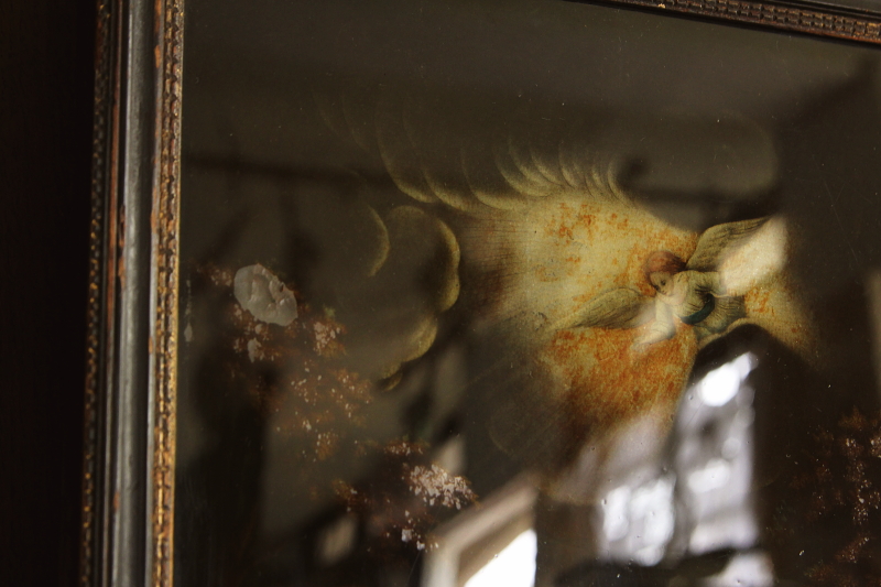 アンティーククリストリウム　crystolium reverce glass printing ガラス絵　聖画　宗教画　イギリス