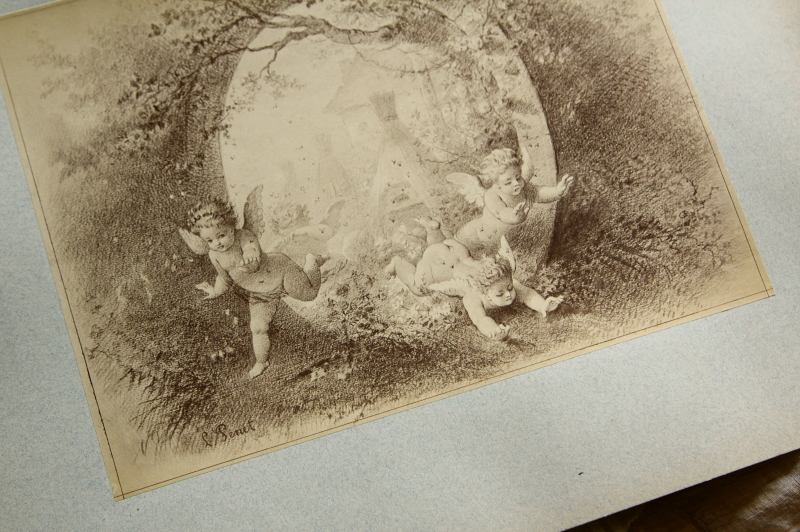 アンティークプリントプレート　挿絵画家　L.Penet　天使　妖精　フランス