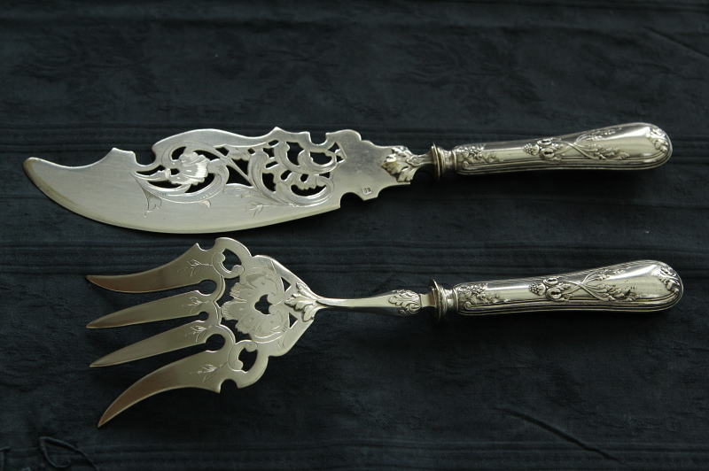アンティークシルバーフィッシュサーバー fish carvers フランス