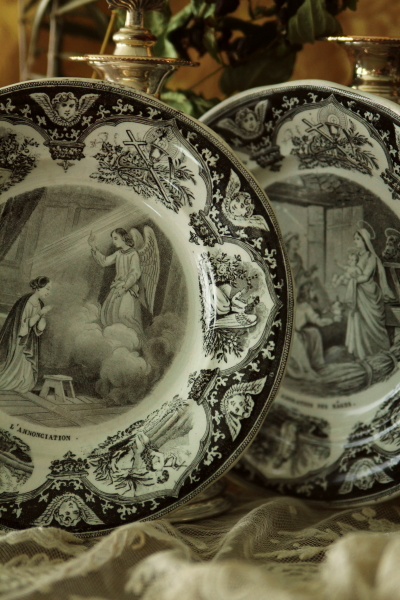 アンティークモントロー MONTEREAU フランス 聖書 絵皿