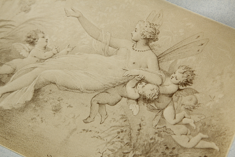 アンティークプリントプレート　挿絵画家　L.Penet　天使　妖精　フランス