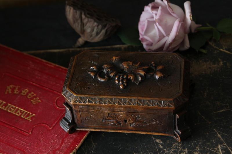 アンティーク木箱 木彫 葡萄 ジュエリーボックス フランス 20180504