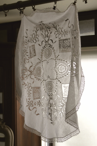 アンティークテーブルクロス フランス カットワーク 刺繍