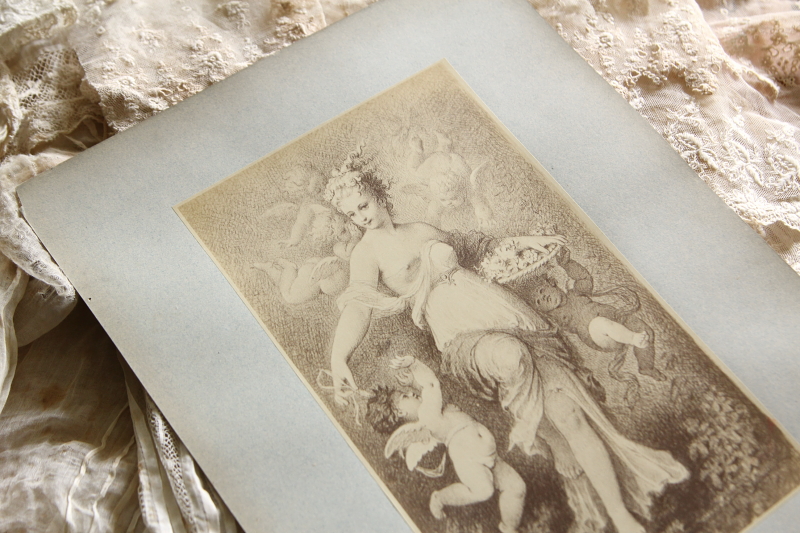 アンティークプリントプレート　挿絵画家　L.Penet　天使　妖精　フランス