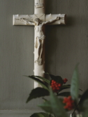 アンティーククロス　磔刑のイエス像　石膏　フランス　カトリックアンティーク
