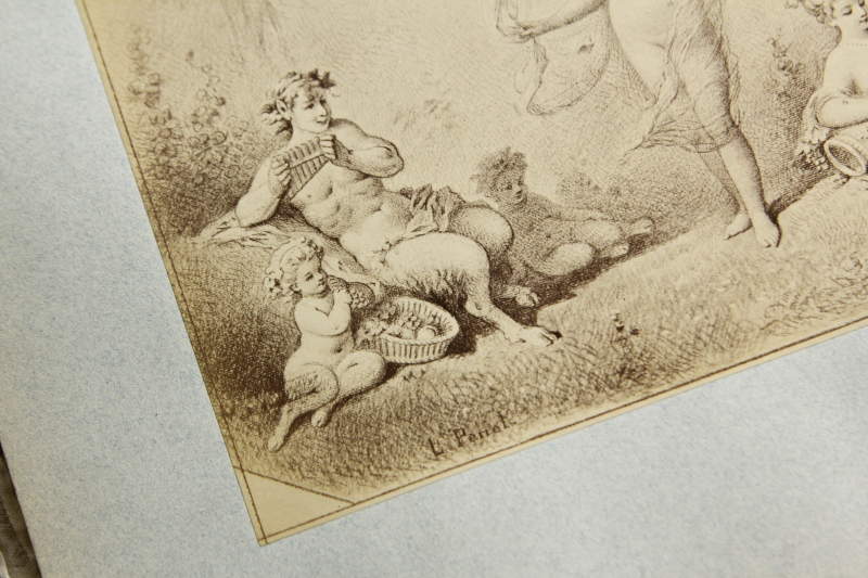 アンティークプリントプレート　挿絵画家　L.Penet　天使　妖精　フランス