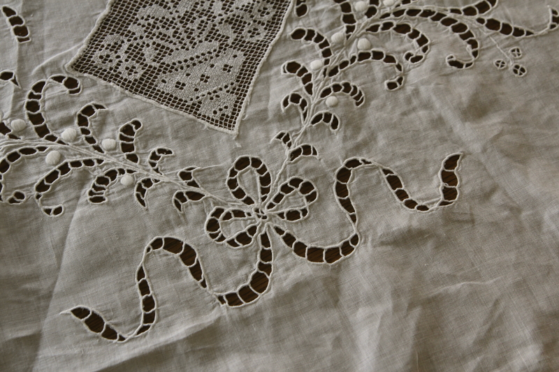 アンティークテーブルクロス フランス カットワーク 刺繍