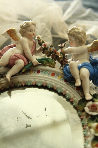 フランス アンティーク■天使 エンジェル 手鏡 ミラー 骨董品 ディスプレイ 天使の手鏡 エンジェルモチーフ ミラー | Brocante de La