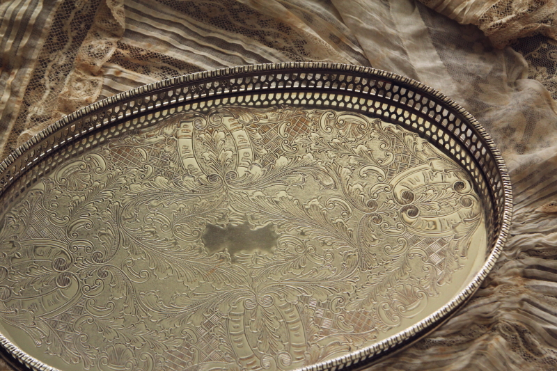 アンティークシルバートレイ ALPHA PLATE オーバルトレイ