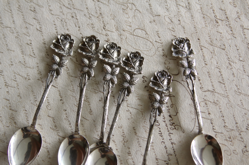 アンティークシルバースプーン 薔薇 コーヒースプーン ドイツ 20170711