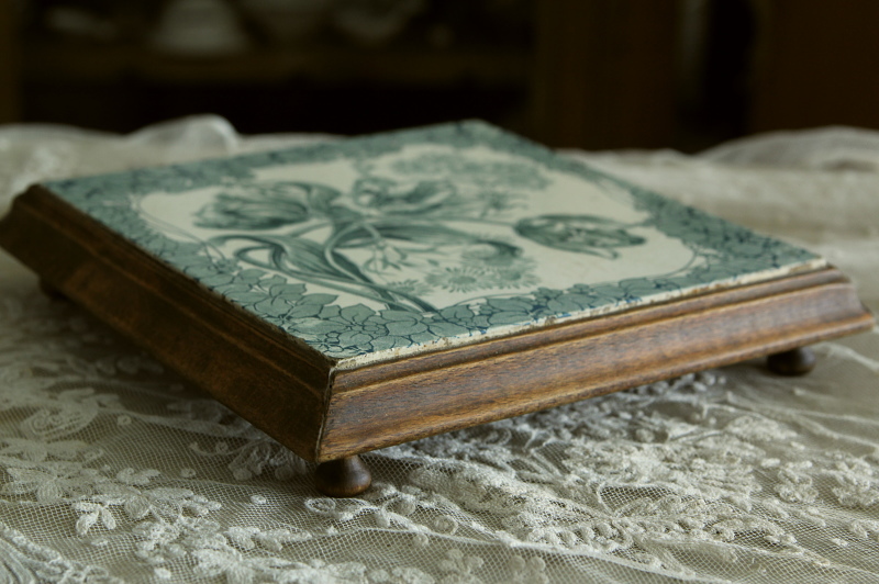 アンティークタイル 鍋敷き フランス チューリップ 【Antiques