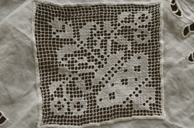 アンティークテーブルクロス フランス カットワーク 刺繍