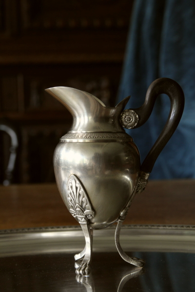 アンティークシルバーコーヒーポット　トレイセット　フランス　ナポレオン3世様式