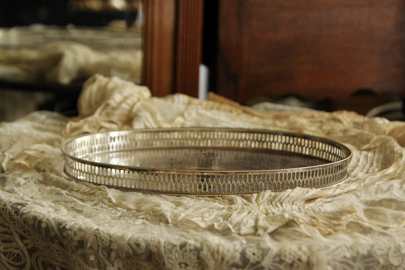 アンティークシルバートレイ ALPHA PLATE オーバルトレイ イギリス