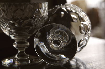 アンティークカットクリスタルシャンパングラス　イギリス　デザートグラス