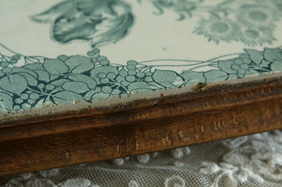 アンティークタイル 鍋敷き フランス チューリップ 【Antiques