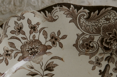 【プップさま】* antique ❀ 美しい転写の アンティーク プレート アンティーク転写プリント皿 ベルギー dordrecht bfk リム