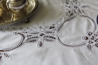 アンティークリネンレーステーブルクロス フランス イギリス