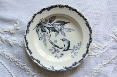 フランス　おままごと　アンティーク　プレート　大きめ　矢車菊　豆皿　取り皿 フランス おままごと アンティーク プレート 大きめ 矢車菊 豆皿